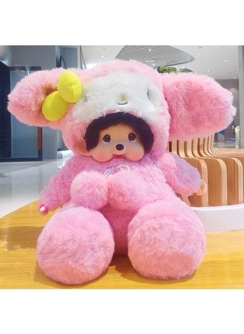 Meng Qiqi 45cm Animal Sitting Posture Transformation Cartoon Super Cute Doll Animation Doll Entity Store Trendy Play Cross-Border-Color:Merlot Rabbit-Height:35cm Sitting Height