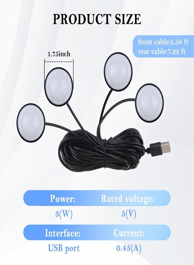 carleef مجموعة إضاءة داخلية للسيارة من كارليف 4 في 1 بتقنية LED مع منفذ USB، طقم إضاءة نيون محيطية لأبواب السيارة لتزيين السيارة، الحفلات، الموسيقى، كهدية، إضاءة دواسة سيارة عالمية، إكسسوارات داخلية للسيارة للرجال والنساء (أزرق ثلجي) - Image 2