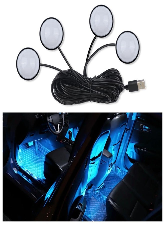 carleef مجموعة إضاءة داخلية للسيارة من كارليف 4 في 1 بتقنية LED مع منفذ USB، طقم إضاءة نيون محيطية لأبواب السيارة لتزيين السيارة، الحفلات، الموسيقى، كهدية، إضاءة دواسة سيارة عالمية، إكسسوارات داخلية للسيارة للرجال والنساء (أزرق ثلجي) - Image 1