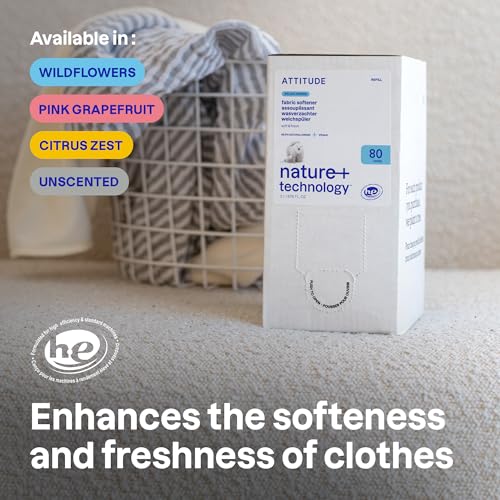 ATTITUDE Liquid Fabric Softener Refill, Plant-Based & Vegan, HE Compatible, Naturally Derived, Wildflowers Scent, 80 Loads, 67.6 Fl Oz - Image 3
