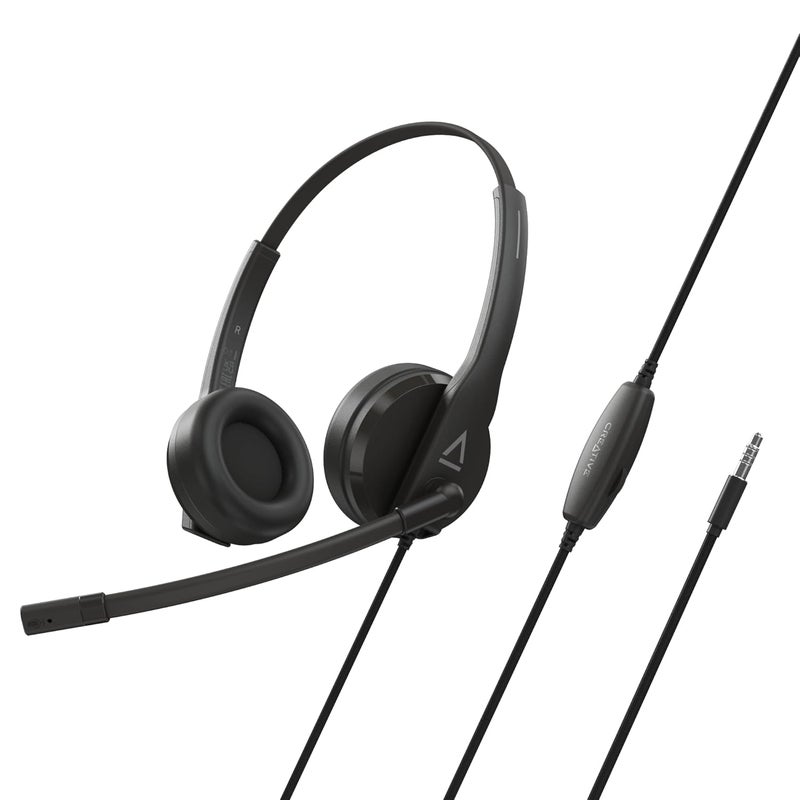 Creative HS-230 USB & 3.5 mm On-Ear Headset with Noise-Cancelling Mic, Inline Mic Mute/Volume Control, Plug-and-Play for Video Calls - Image 1