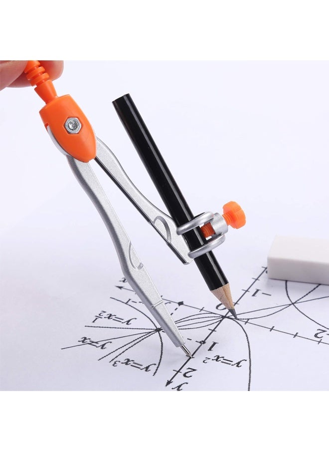 مجموعة أدوات هندسة الرياضيات من 10 قطع مع صندوق تخزين مقاوم للكسر، تتضمن مسطرة ومنقلة وبوصلة للرسم والرسم (برتقالي) - Image 4