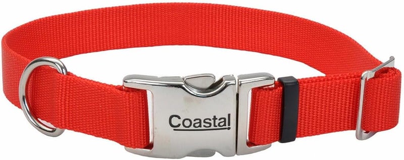 Coastal Adjustable Dog Collar with Metal Buckle - Red - 5/8" x 10"-14" for Small to Large Dogs - Image 1
