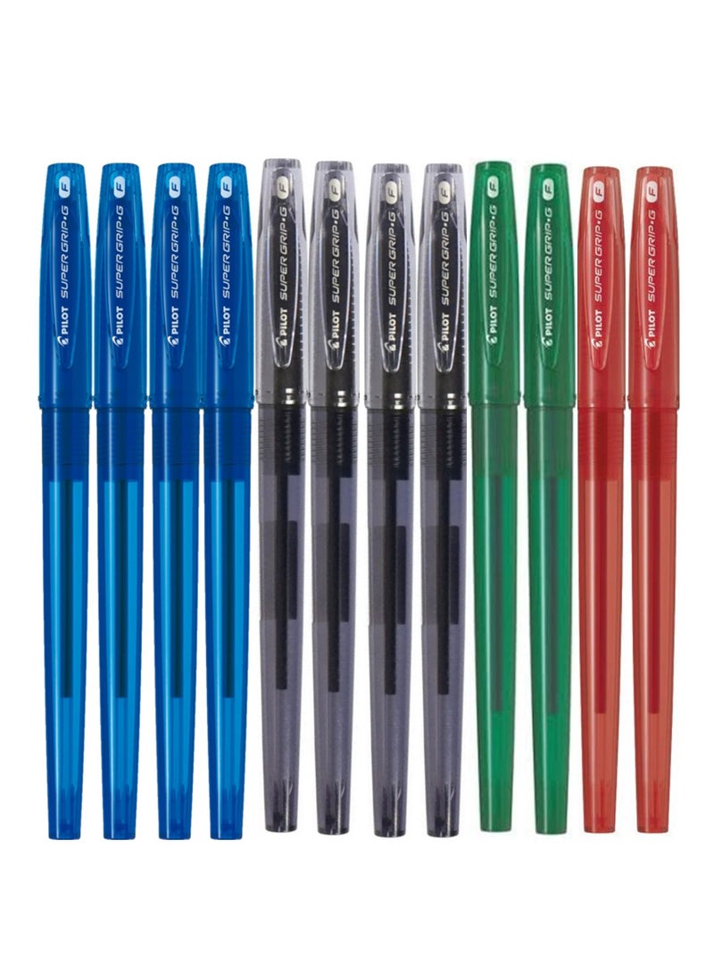 PILOT 12-Piece Supergrip Ballpoint Pen Fine Tip Multicolour - Image 1