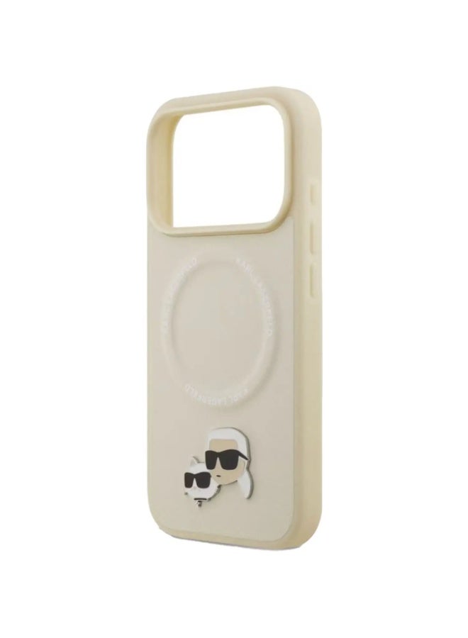 كارل لاغرفيلد جراب كارل لاغرفيلد ماج سيف الجلدي، لون بيج، لجهاز آيفون 17 برو ماكس – KLOHMP17XPSMLRKCE - Image 2