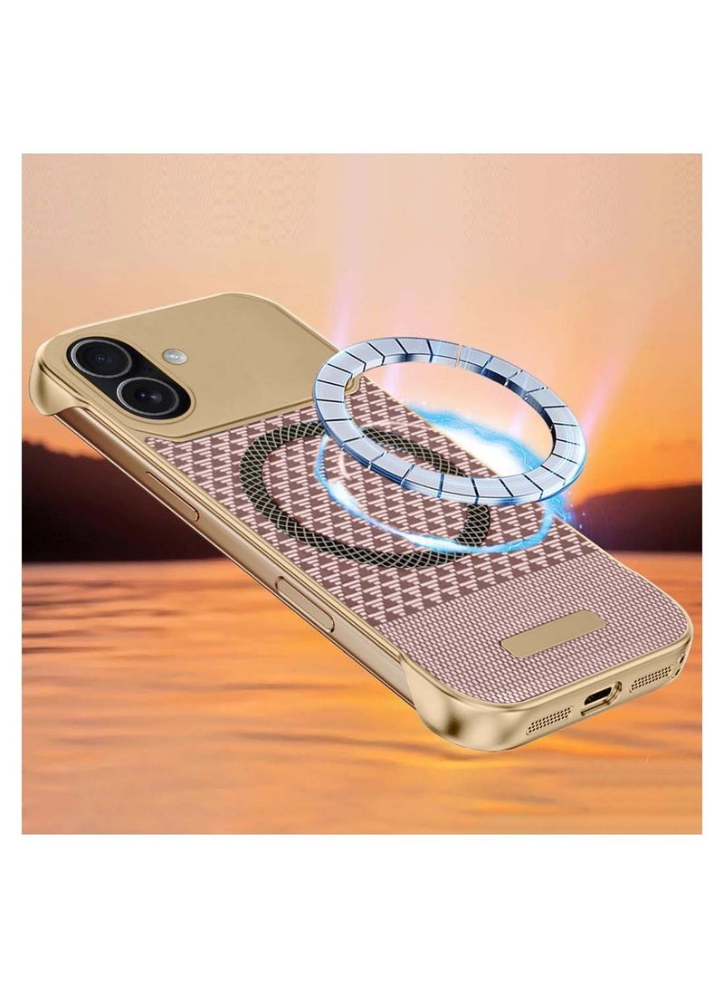 دبليو تيك غطاء حافظة أيفون 17 5G 2025 معدن مغناطيسي بدون إطار بنسيج قماش رفيع مع Magsafe (MCCPSN) - وردي/ذهبي - Image 2