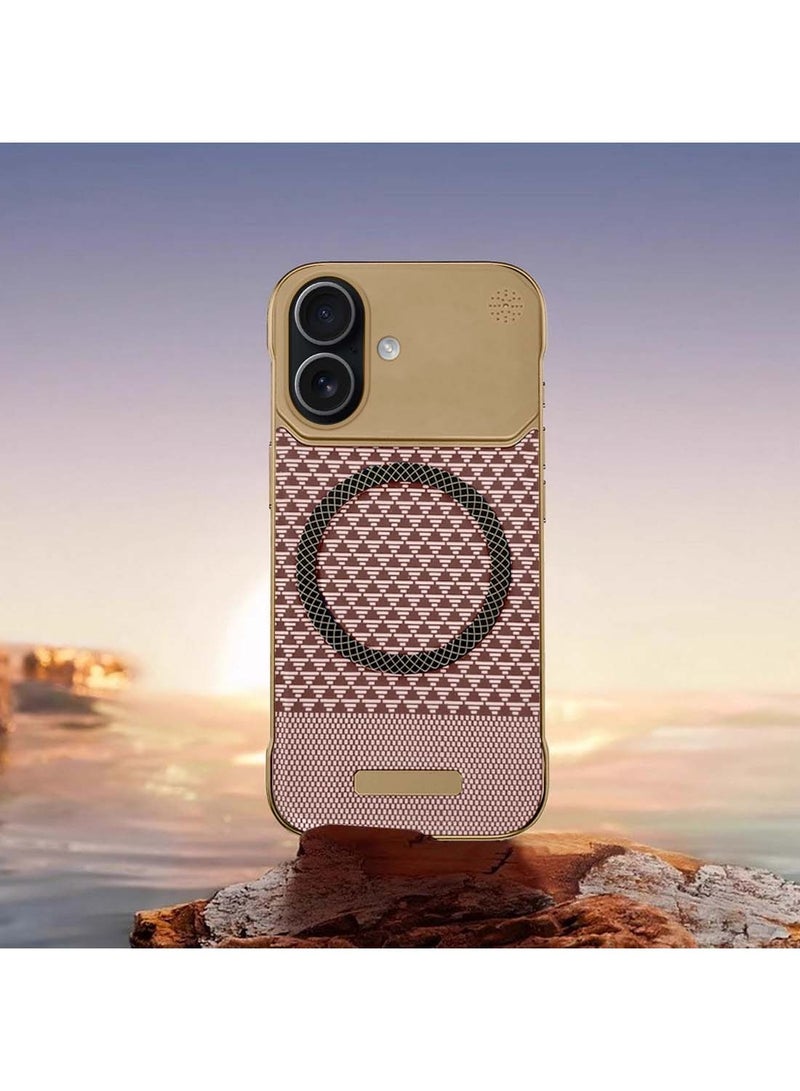 دبليو تيك غطاء حافظة أيفون 17 5G 2025 معدن مغناطيسي بدون إطار بنسيج قماش رفيع مع Magsafe (MCCPSN) - وردي/ذهبي - Image 4