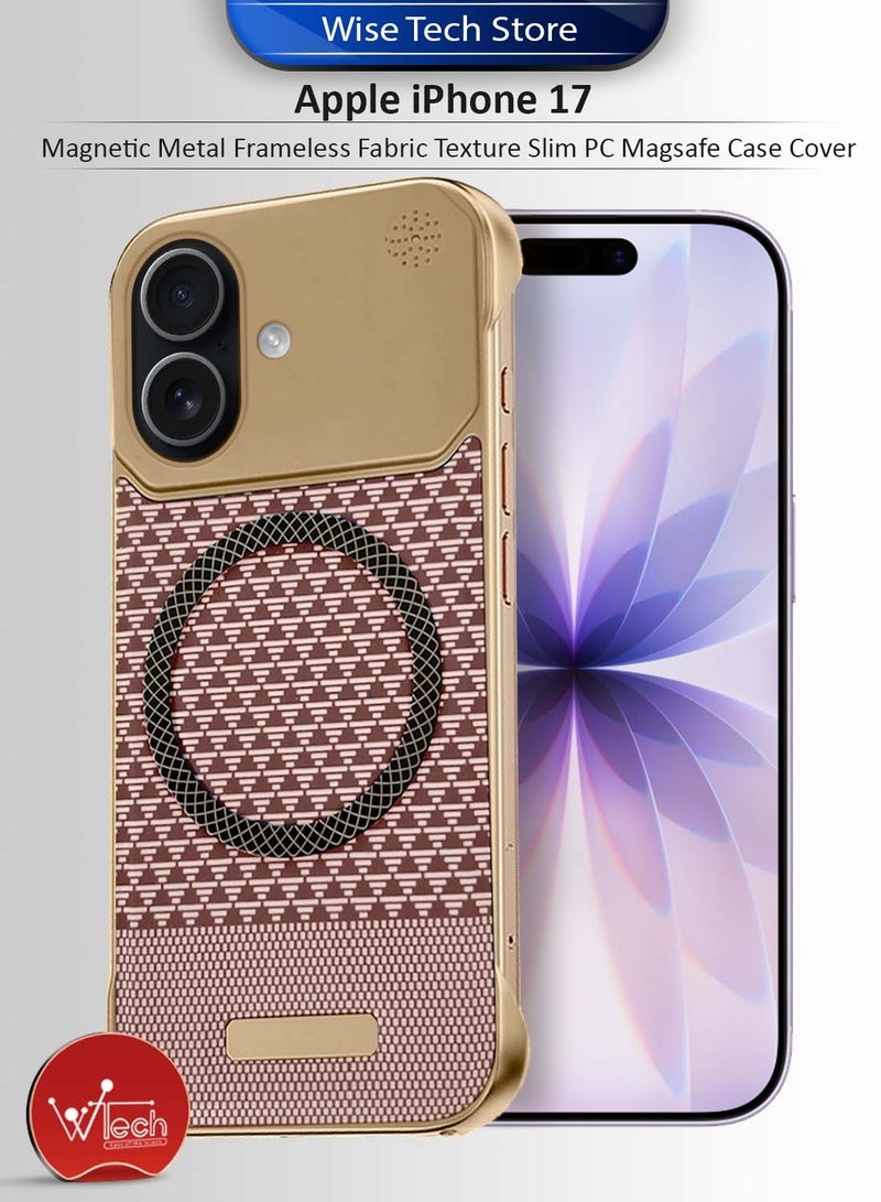 دبليو تيك غطاء حافظة أيفون 17 5G 2025 معدن مغناطيسي بدون إطار بنسيج قماش رفيع مع Magsafe (MCCPSN) - وردي/ذهبي - Image 1