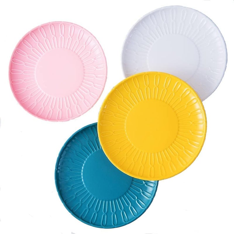 klarako Porcelain Dinner Plate,4 PACK Multicolour Durable Round Pasta Plates, 8 inch Serving Dishes for Dinner, Salad, Pasta, Snack, Fruit, Steak, Dishwasher & Microwave Safe - Image 1