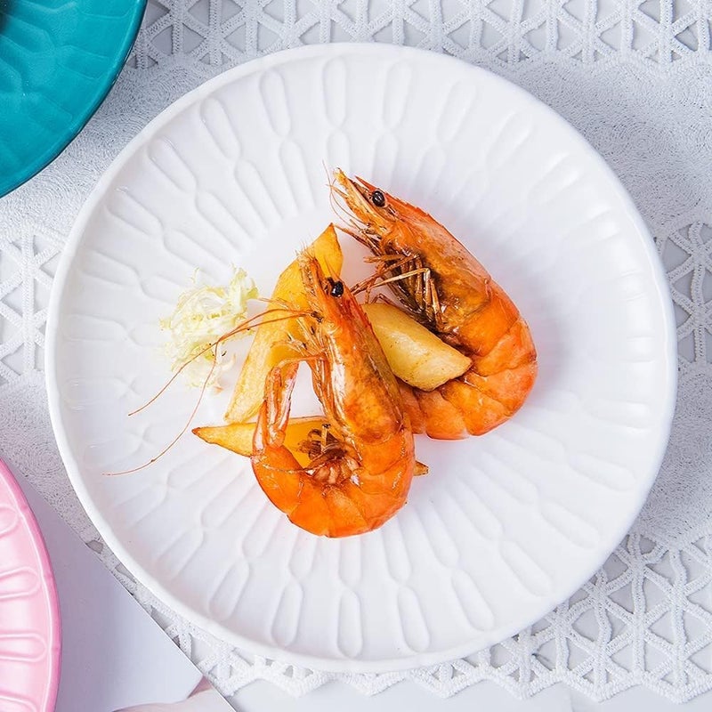 klarako Porcelain Dinner Plate,4 PACK Multicolour Durable Round Pasta Plates, 8 inch Serving Dishes for Dinner, Salad, Pasta, Snack, Fruit, Steak, Dishwasher & Microwave Safe - Image 4