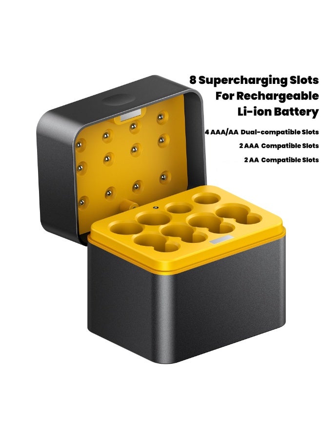 Rechargeable Lithium Li-ion AAA AA Battery Charger Charging Case Battery Box Storage, Fast Charging 8 Slots Lithium Rechargeable AAA AA Battery Charging Case Box, Batteries Charger Storage Station - Image 1