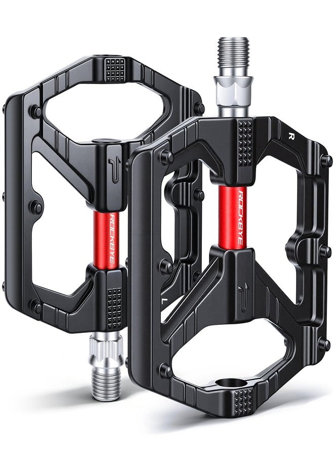 YBLNTEK Road/Mountain Bike Pedals, 9/16" Aluminum Alloy MTB Flat Pedals with Dual DU Bearings & 12 Non-Slip Pins, Wide Platform Bicycle Pedals for Road, Mountain, BMX, Ebike Bikes - Image 1