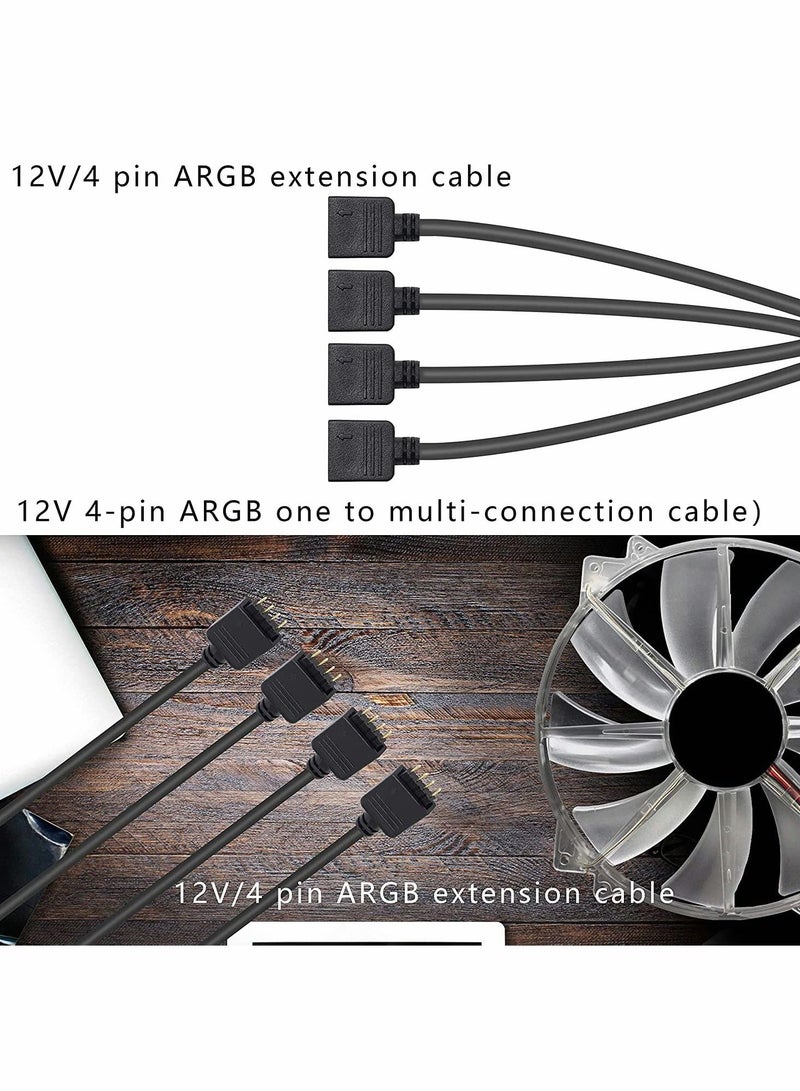 Excefore كابل مقسم RGB 2 فولت 4 سنون، موصل شريط LED على شكل Y، كابل مقسم RGB 4 سنون 1 إلى 4 مع 4 مقابس ذكر 4 سنون - Image 2