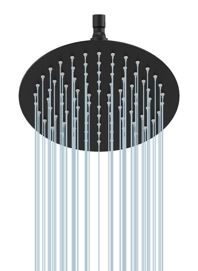 BESy رأس دش مطري BESy مقاس 8 بوصة، دش دائري مطري مقاس 8" وضغط عالي من الفولاذ المقاوم للصدأ، رقيق جداً بمقدار 1/16"، تغطية كاملة للجسم بتقنية الشلال مع فوهة سيليكون، تشطيب أسود غير لامع - Image 1