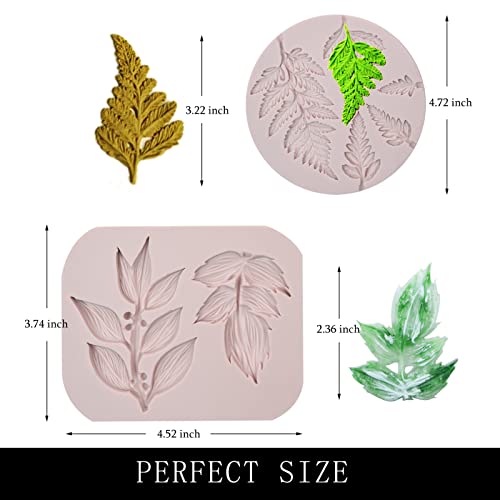 muyulin Leaf Fondant Molds, Ferns Silicone Chocolate Mould, Roses Flower Leaves for Cake Decorating Cupcake Topper Candy Sugar Gum Paste Resin Polymer Clay - Image 2