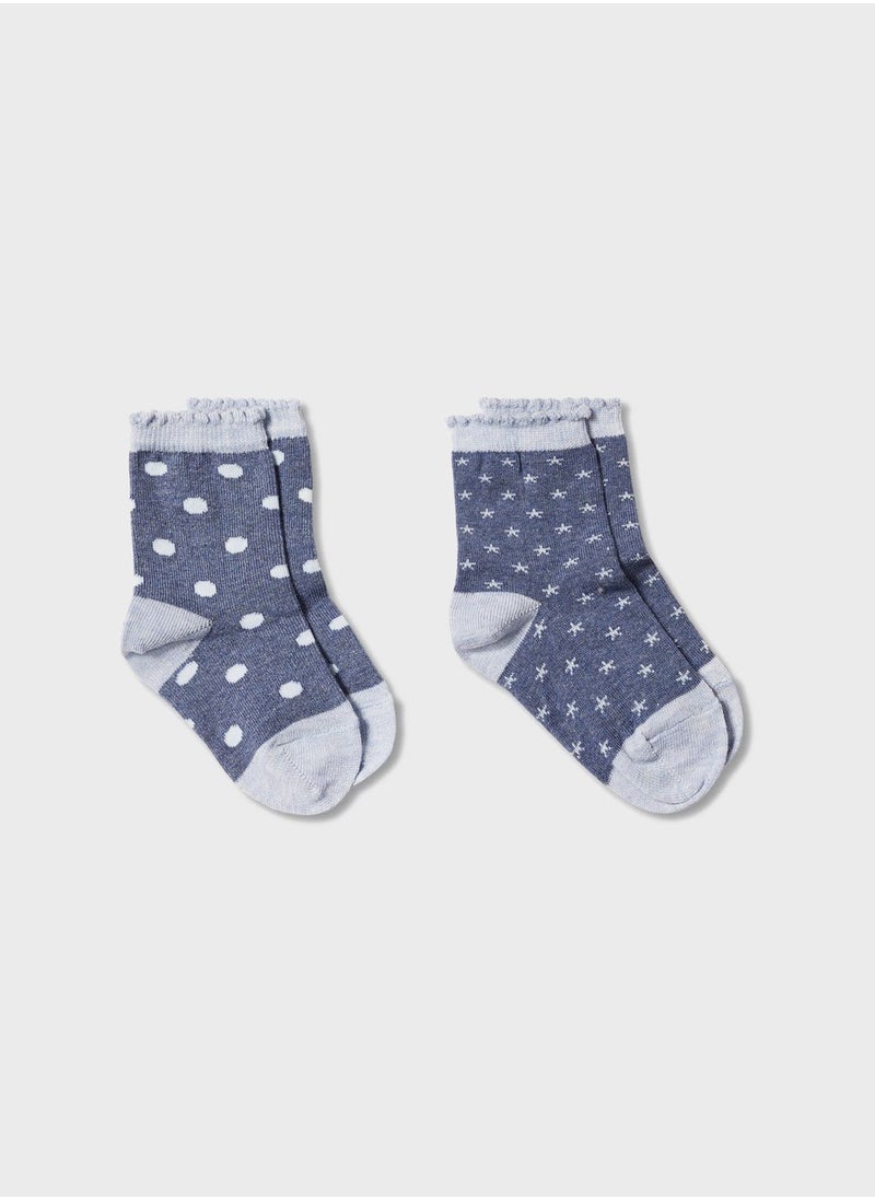 MANGO - Infant 2 Pack Assorted Crew Socks - Image 1