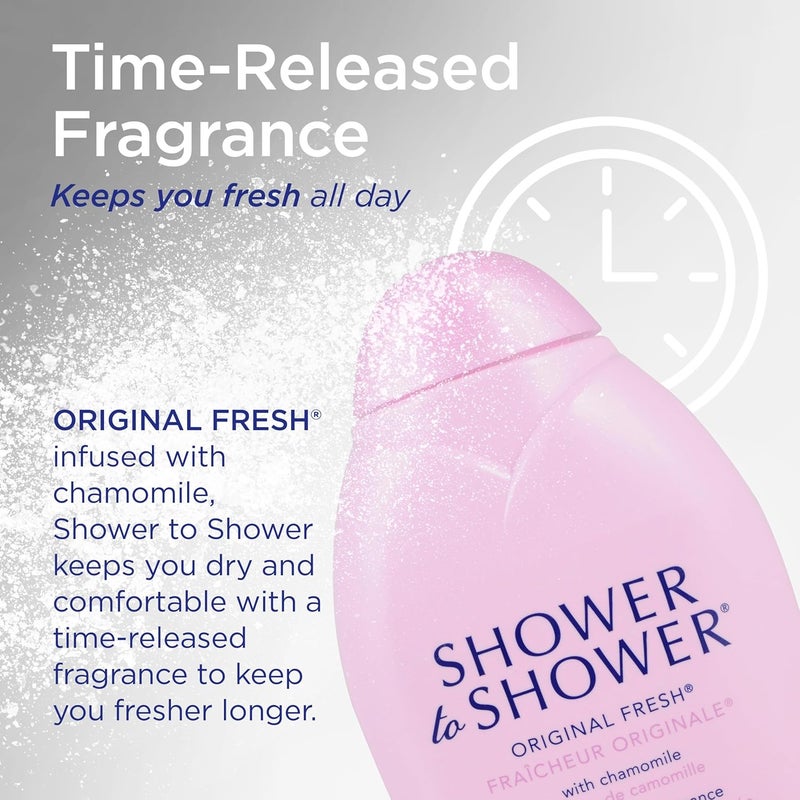 Shower To Shower Absorbent Body Powder Original Fresh with Chamomile, 13 Oz - Image 5