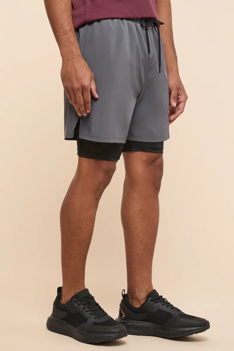 أر أند بي Layered Active Shorts with Drawstring Waist