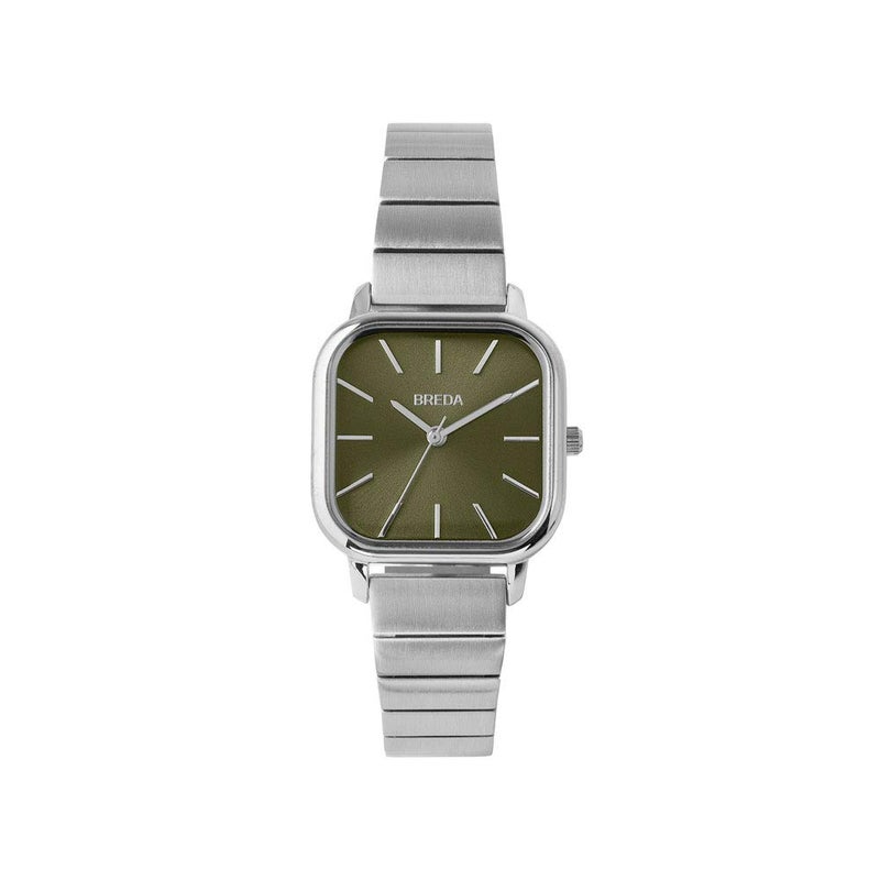 Breda Esther 1735a Square Silver Wrist Watch with Stainless Steel Bracelet, 26mm - Image 1