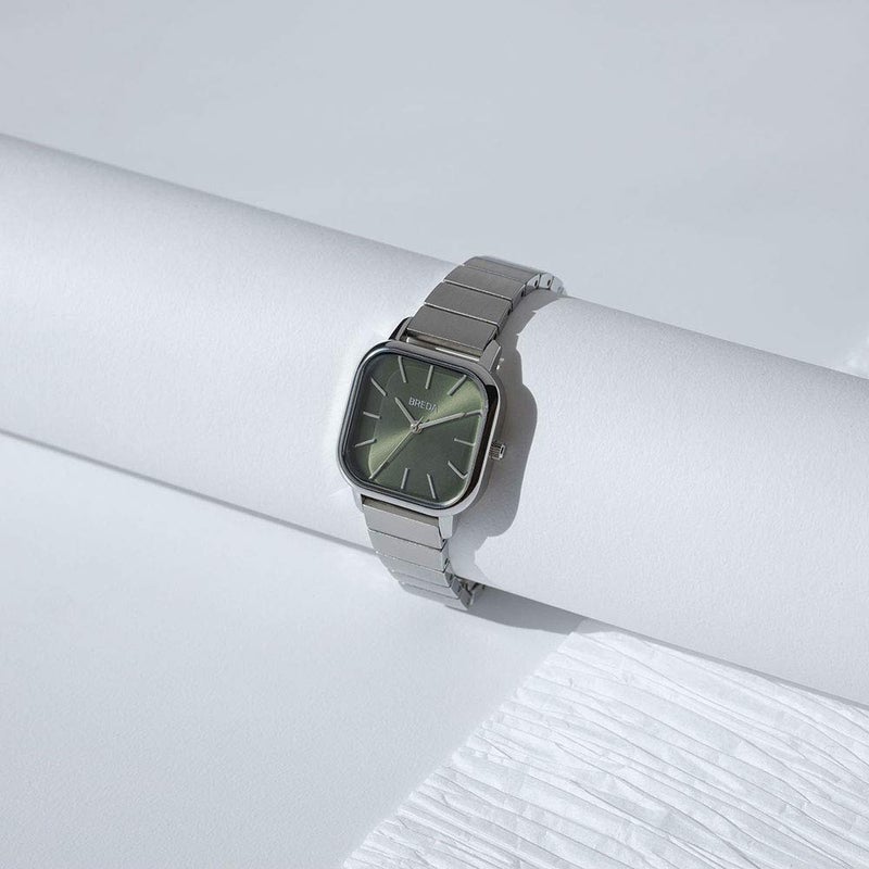 Breda Esther 1735a Square Silver Wrist Watch with Stainless Steel Bracelet, 26mm - Image 4