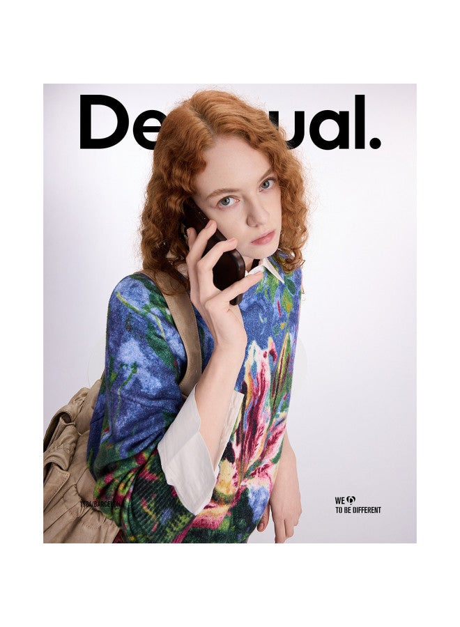 DESIGUAL ss25 Floral Print Oversized Round Neck Women's Knit Top - Image 5