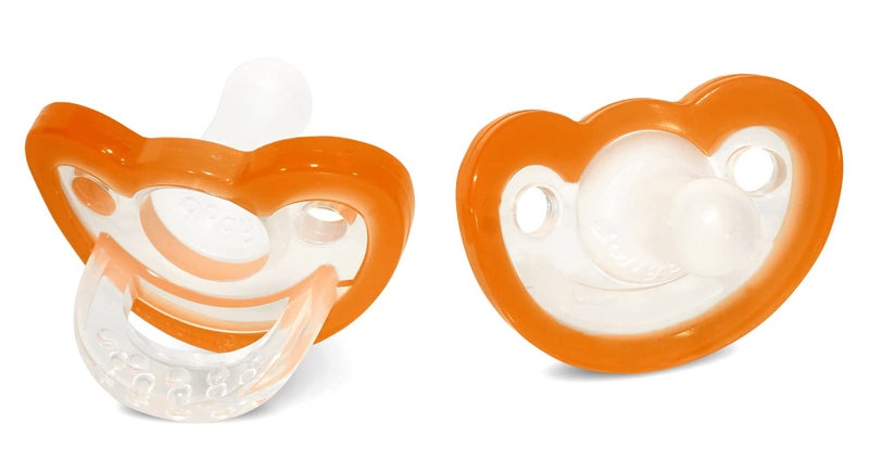 RaZbaby Jollypop Pacifier for Newborns & Up, USA Made, Natural Shaped Orthodontic Binky, Lovingly Shared in NICUs & Hospitals Worldwide, Medical-Grade 100% BPA-Free - 0-3 Months, 2 Pack - Orange - Image 1