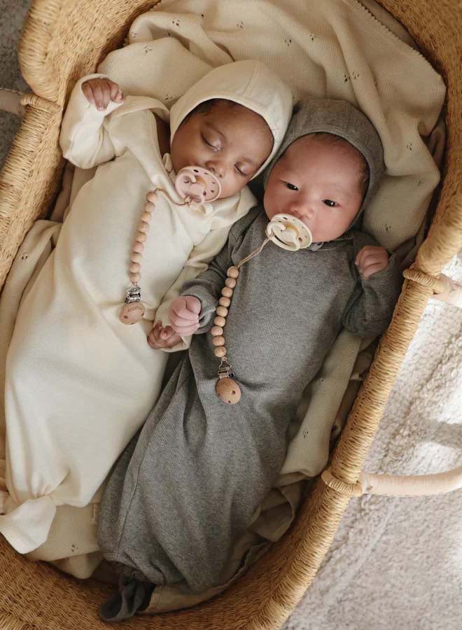 mushie قبعة بيبي مشي مضلعة رمادي مزيج - Image 3