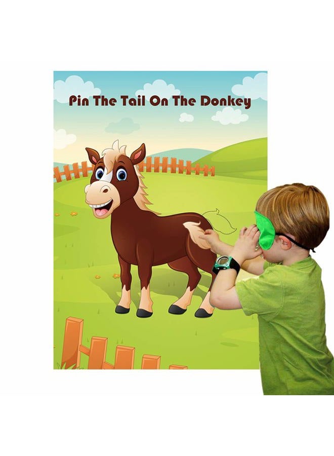 Hxezoc Pin The Tail On The Donkey Party Game Large Donkey Games Poster for Kids Birthday Party Carnival Party Supplies - Image 4