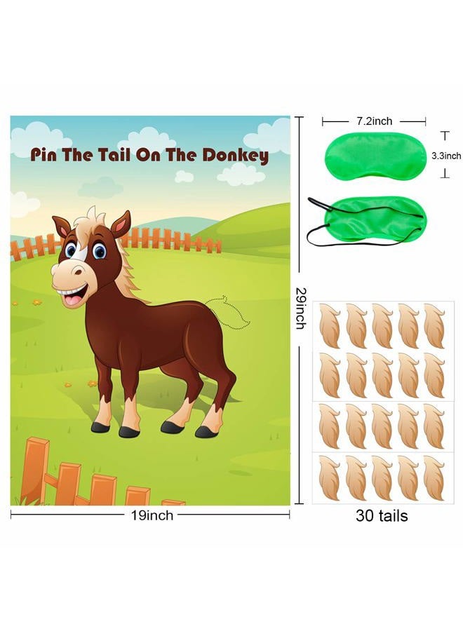 Hxezoc Pin The Tail On The Donkey Party Game Large Donkey Games Poster for Kids Birthday Party Carnival Party Supplies - Image 2