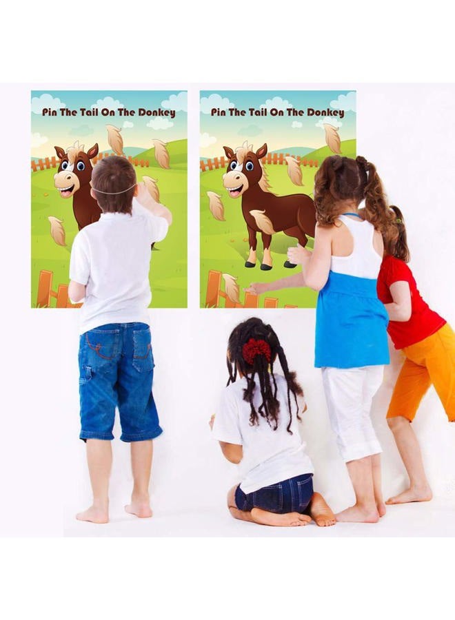 Hxezoc Pin The Tail On The Donkey Party Game Large Donkey Games Poster for Kids Birthday Party Carnival Party Supplies - Image 3