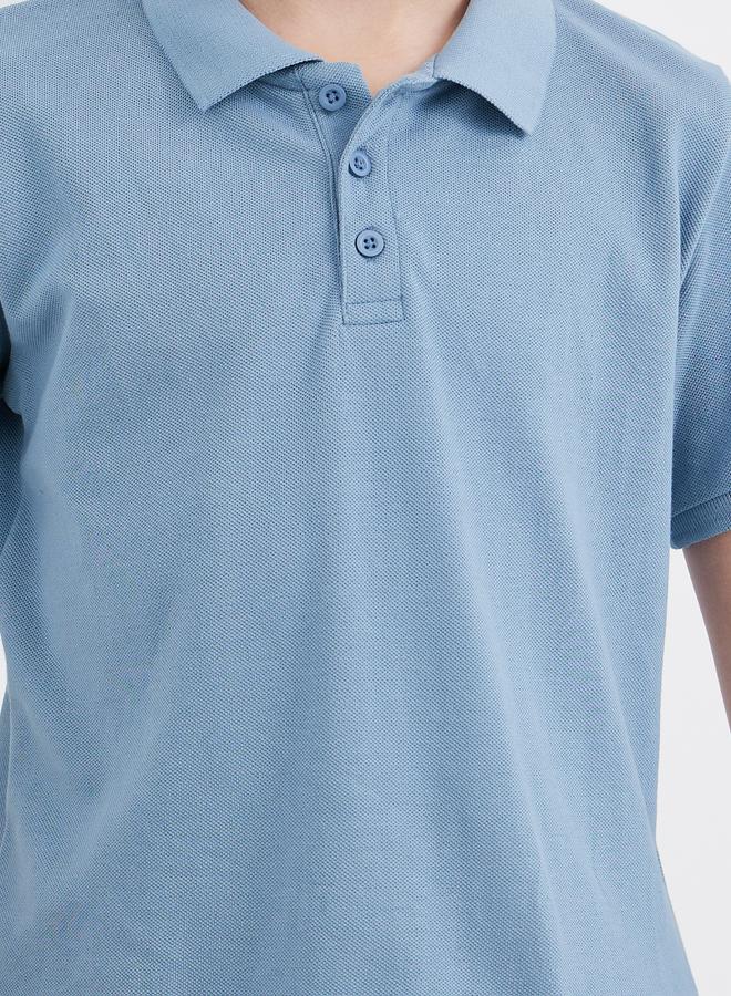 ستايلي تيشيرت بولو قطن أزرق فاتح للأولاد - Image 3