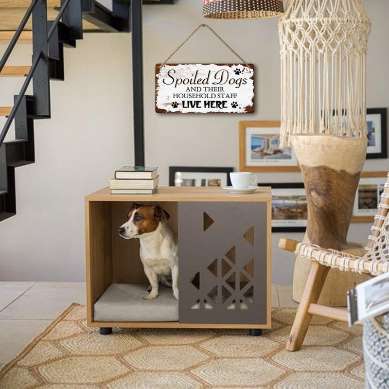 Yoecod Dog Signs For Home Decor Gifts For Dogs Owners Bedroom Decor Wood Family Decoration Room All You Need Is Love And A Dog Spoiled Dogs And Their Household Staff Live Here Signs 12x6 In - Image 4
