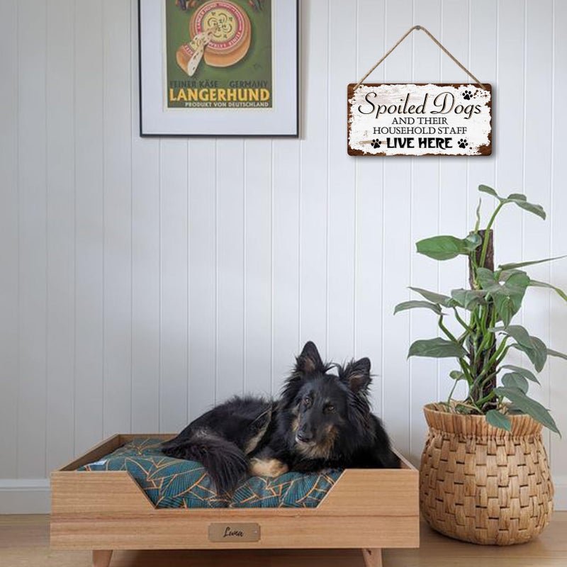 Yoecod Dog Signs For Home Decor Gifts For Dogs Owners Bedroom Decor Wood Family Decoration Room All You Need Is Love And A Dog Spoiled Dogs And Their Household Staff Live Here Signs 12x6 In - Image 5