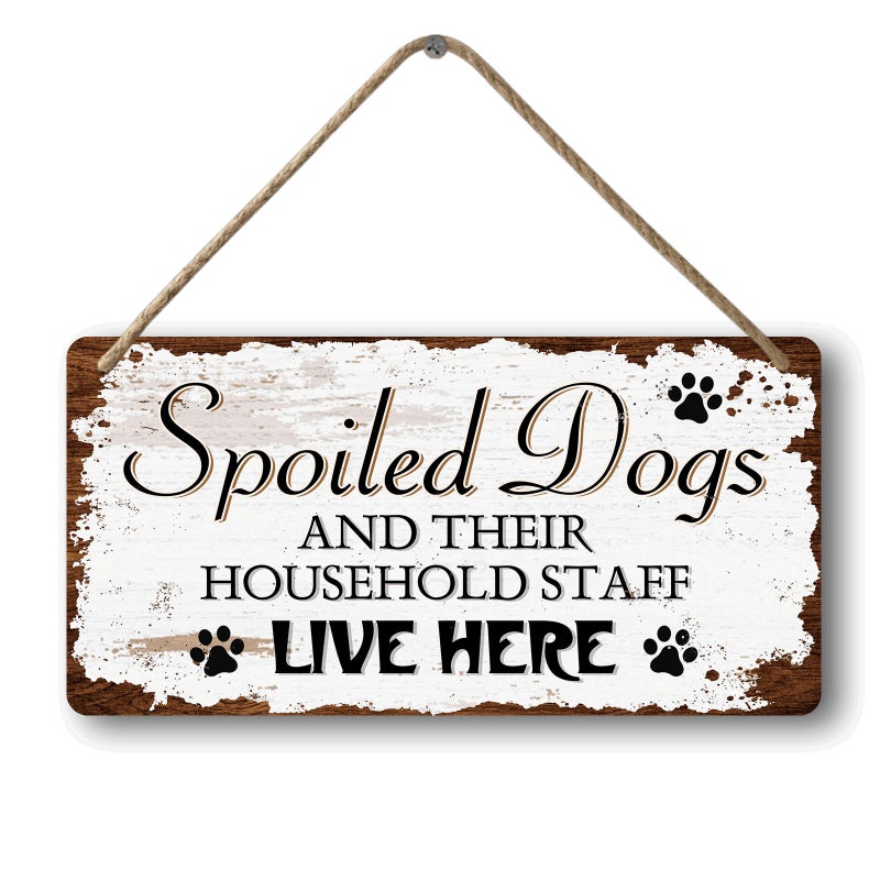 Yoecod Dog Signs For Home Decor Gifts For Dogs Owners Bedroom Decor Wood Family Decoration Room All You Need Is Love And A Dog Spoiled Dogs And Their Household Staff Live Here Signs 12x6 In - Image 1