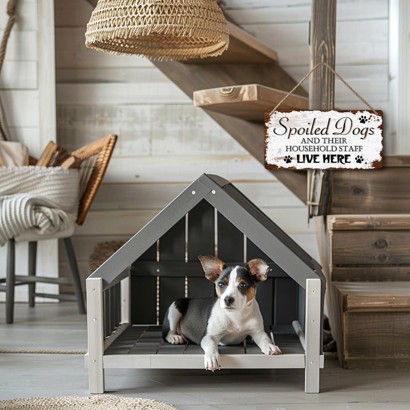 Yoecod Dog Signs For Home Decor Gifts For Dogs Owners Bedroom Decor Wood Family Decoration Room All You Need Is Love And A Dog Spoiled Dogs And Their Household Staff Live Here Signs 12x6 In - Image 3