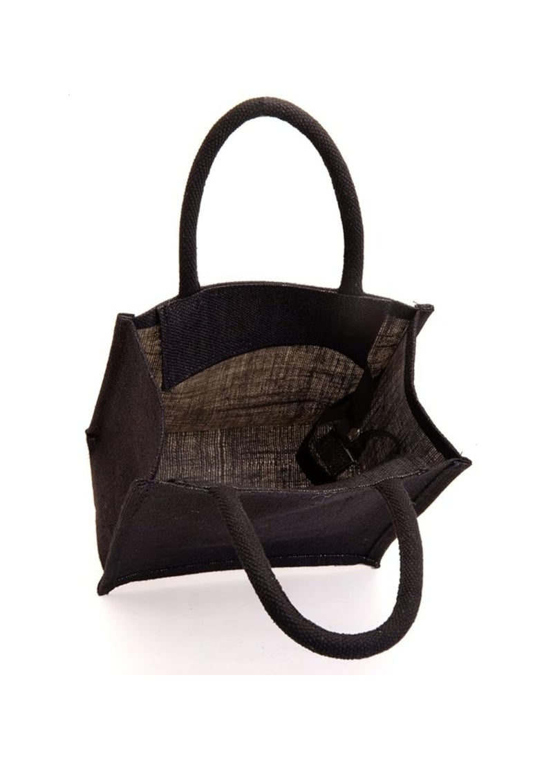 H&B H&B Jute Lunch bag  Jute bag for lunch, Bags for Men, Bags for girls, Travel bag, Bag for women, Jute handbags for girls  ZIP, BOTTLE HOLDER Solid Colors  - Image 3