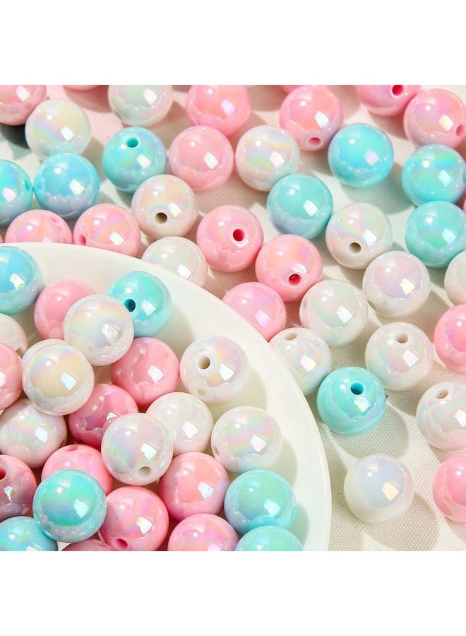 ANCADN 16mm Acrylic Beads Rainbow Beads Colorful Beads for Spring Easter DIY Jewelry Making (pinkblue) - Image 1