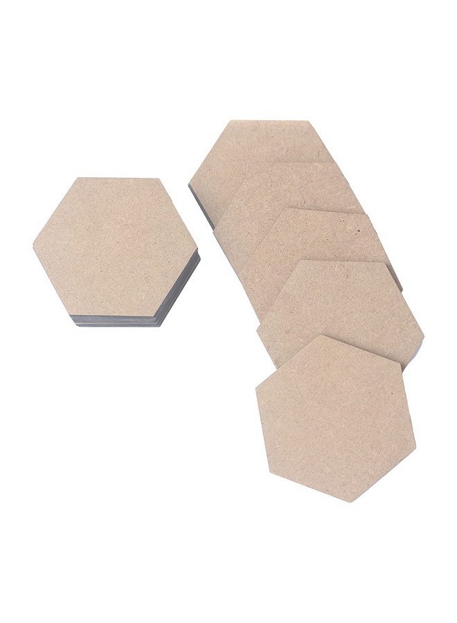 IVEI MDF DIY Coasters Wood Sheet Craft - MDF Plain Wooden Coasters Hexagon Shaped Blank Cutouts for Painting Wooden Sheet Craft, Decoupage, Resin Art Work & Decoration - Set of 12 - Image 1