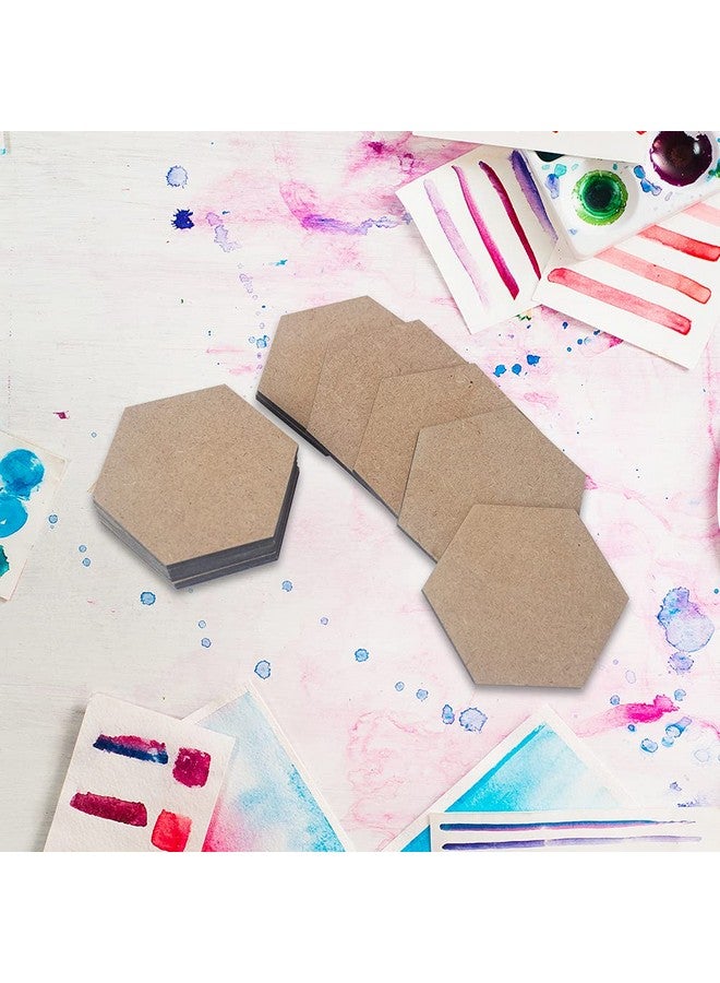 IVEI MDF DIY Coasters Wood Sheet Craft - MDF Plain Wooden Coasters Hexagon Shaped Blank Cutouts for Painting Wooden Sheet Craft, Decoupage, Resin Art Work & Decoration - Set of 12 - Image 2