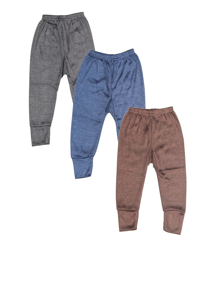 CHACKO Kids Baby Boy's and Baby Girl's Pyajama Woollen Winter Body Warmer Solid/Plain Thermal Pyjama/Pyjami Bottom - (Pack of 3,S) Multicolour - Image 1