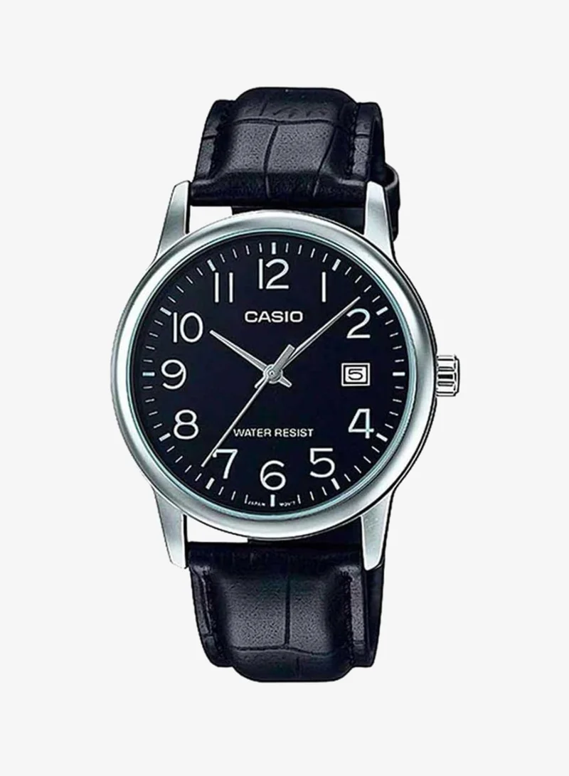 كاسيو Men's Watch - MTP-V002L-1BUDF Black Dial, Black Band