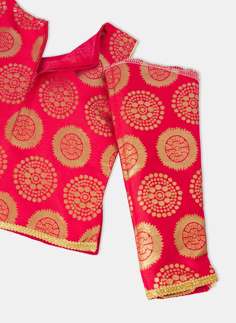 ADIVA Girls Brocade Kurta and Palazzo Set