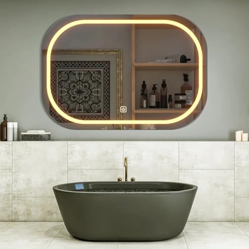 Quality Glass Bathroom LED Mirror with Touch Sensor, 3 Light Effects, Glass, Rectangular LED-59 (18 x 24 Inch) - Image 1