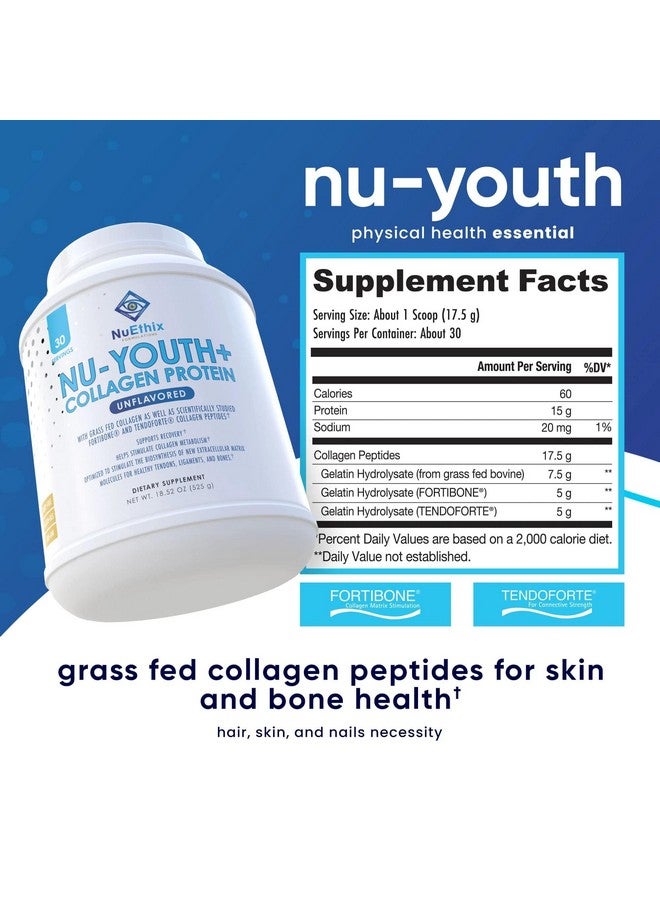 NuEthix Formulations NuEthix Formulations Nu-Youth + Collagen Protein, Collagen Peptides, May Help Support Bones and Joints Dietary Supplement, 30 Servings  - Image 4