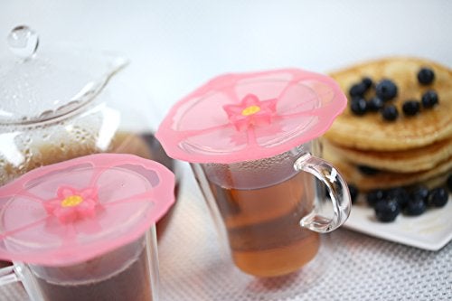 Charles Viancin - Set of 2 Hibiscus 4” Silicone Drink Covers - Airtight Seal on Any Smooth-Rimmed Glass, Keep Drinks Cool or Hot, Protect from Winged Pests - BPA-Free - Oven, Freezer, Dishwasher Safe - Image 5