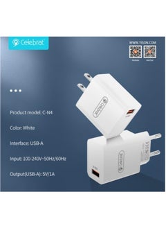 Celebrat C-N4 EU Fast Safety Charger With USB To Type C Charging Cable And Provide Short Circurit Protection Fits Various Smart Devices 5V - White - pzsku/ZC6F2978FDCA17A6819D5Z/45/_/1733302230/c76abab8-bac2-41cf-8904-0ca9a4da2bb7