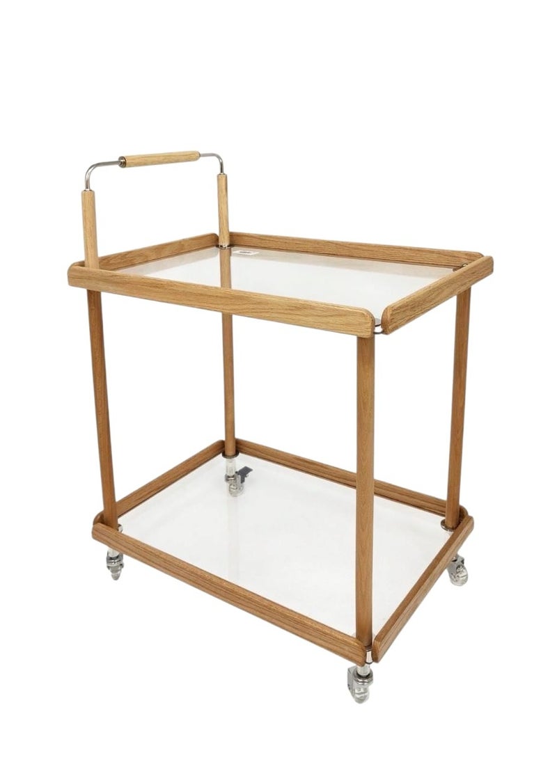 AL KHALDIYA 2-tier serving table with wheels for mobility for an elegant and ideal home, suitable for serving