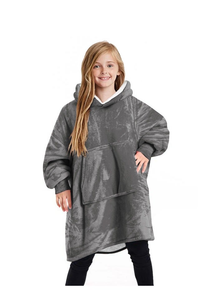 Loquat 2024 Amazon Outdoor Furniture Lazy Blanket Children's Solid Color Hoodie Warm Casual Jacket TV Blanket 