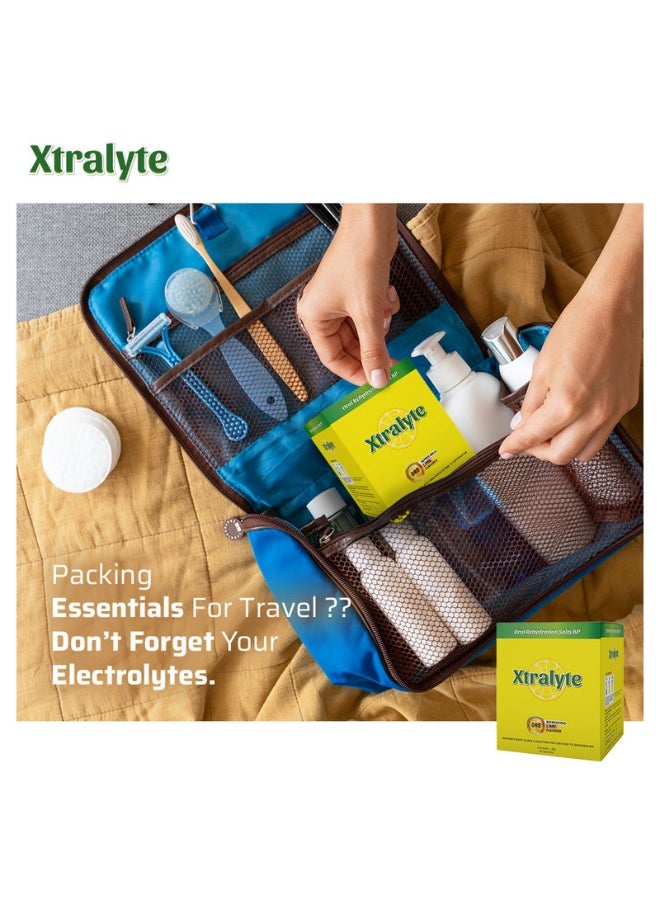 Xtralyte ORS Oral Rehydration Salt 10 Sachets 21G Lime Electrolyte Powder  - Image 2