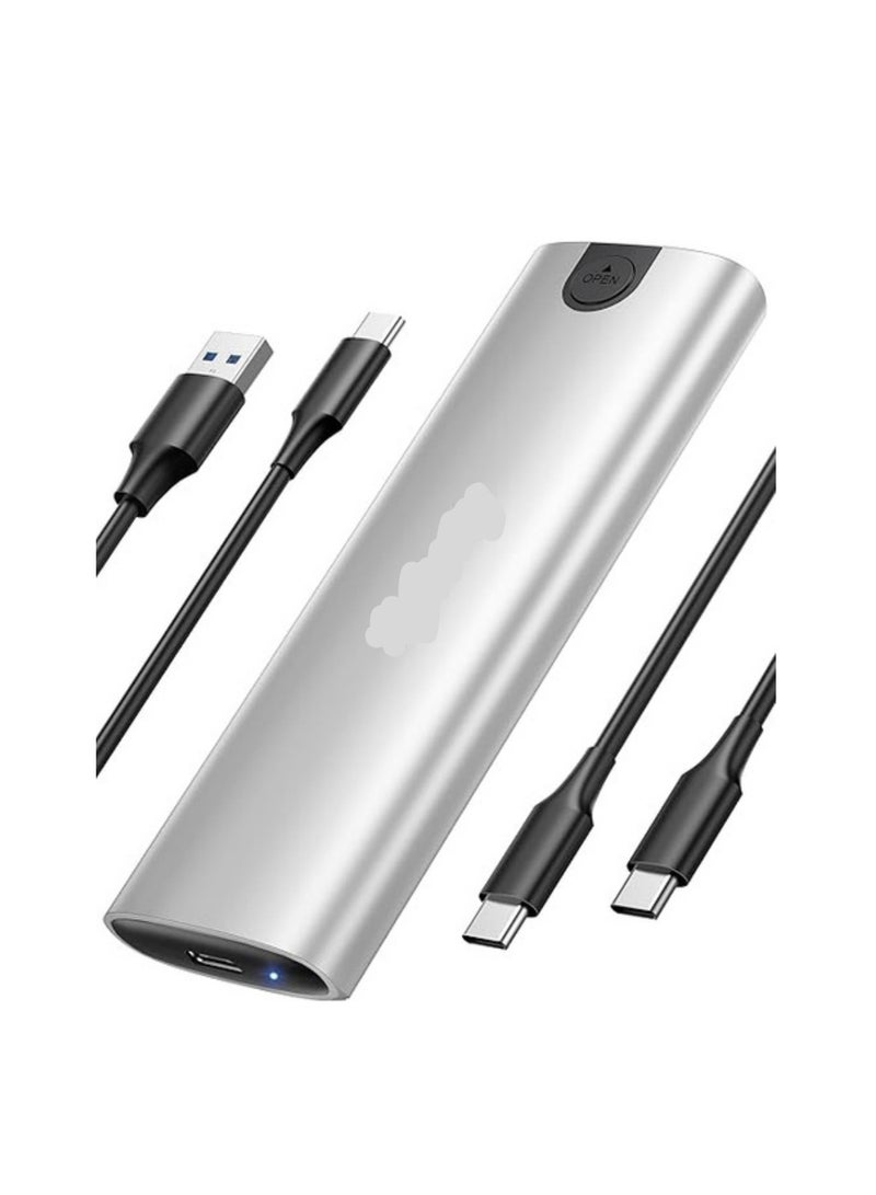 M.2 NVMe SSD Enclosure – Tool-Free 10Gbps USB 3.2 Gen 2 Adapter – Supports 2230/2242/2260/2280 M-Key NVMe/SATA SSD – USB-C & USB-A Cables Included – White  - Image 1